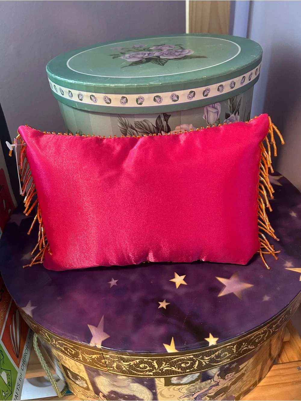 Y2K Satin Decorative Pillow Trio - Pink, Blue & Purple Shoe Design